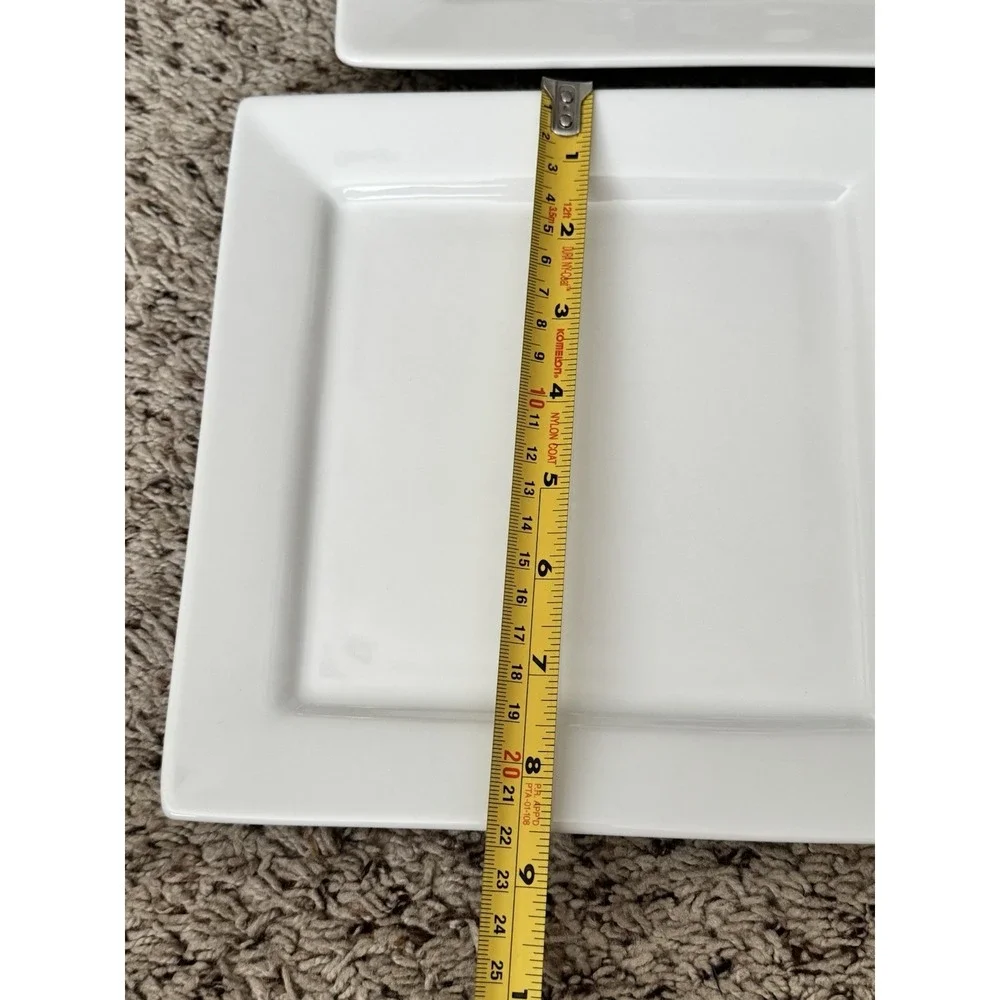 Canopy‎ Square White Dinner Salad Plate Cereal Soup Bowl HEAVY 3 Piece Set